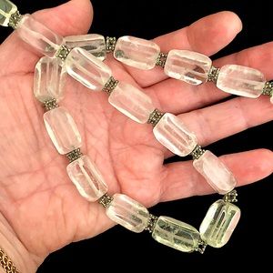 Squire shape white amethyst necklace